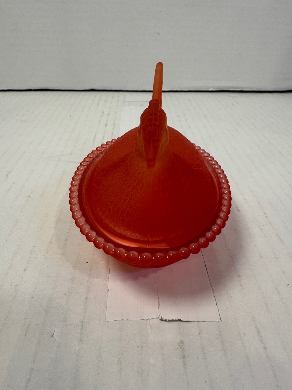 Decorative orange Glass Hen on Nest Candy Dish